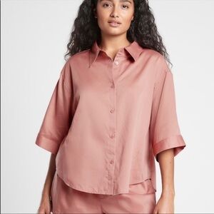 ATHLETA Cotton Dreams Oversized Sleep Top Pink